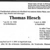 Hiesch thomas 1938-2001 Todesanzeige